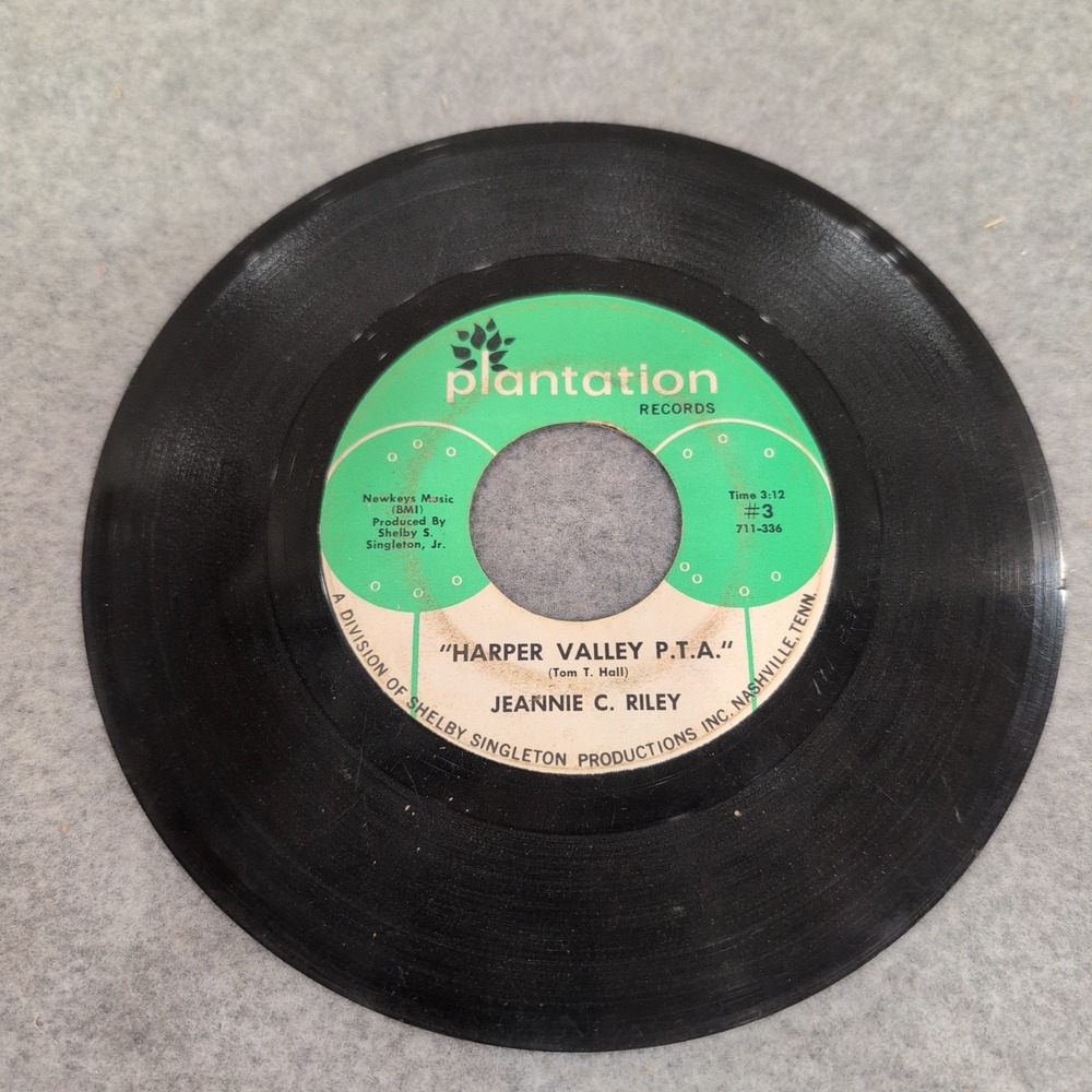 Jeannie C. Riley Harper Valley P.T.A. Plantation Records 45 RPM Vinyl Single #3 - Picture 2 of 3